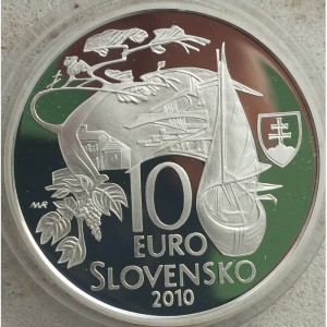 Аверс монеты Словакия, 10 евро, 2010, 150 лет Мартину Кукучину