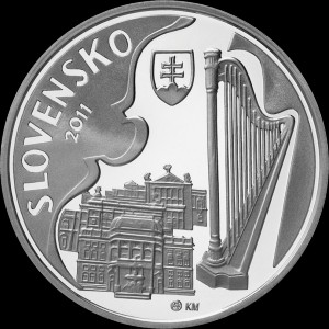 Аверс монеты Словакия, 10 евро, 2011, 100 лет со дня рождения Яна Циккера