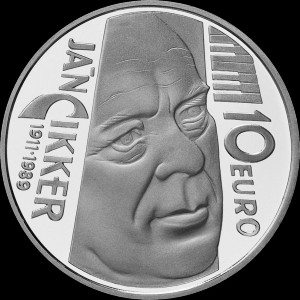 Реверс монеты Словакия, 10 евро, 2011, 100 лет со дня рождения Яна Циккера