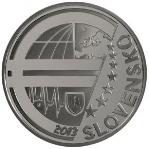 Аверс монеты Словакия, 10 евро, 2013, 20 лет Национальному банку Словакии