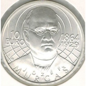 Реверс монеты Словакия, 10 евро, 2014, 150 лет со дня рождения Йозефа Мургаша