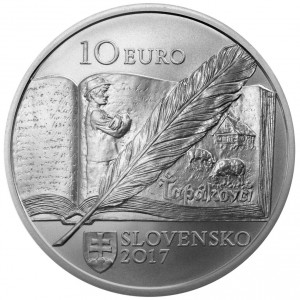 Аверс монеты Словакия, 10 евро, 2017, 150 лет со дня рождения Божены Сланчиковой