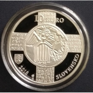Аверс монеты Словакия, 10 евро, 2018, 1150 лет признанию славянского литургического языка