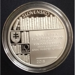 Аверс монеты Словакия, 10 евро, 2018, 300 лет со дня рождения Адама Франтишека Коллара
