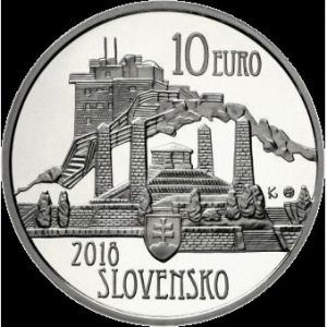 Аверс монеты Словакия, 10 евро, 2018, 150 лет со дня рождения Душана Юрковича