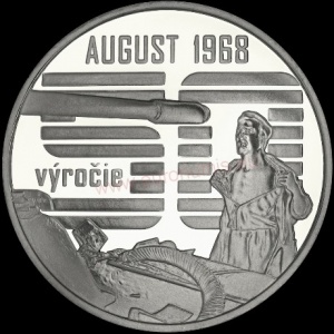 Реверс монеты Словакия, 10 евро, 2018, 50 лет Вводу войск в Чехословакию