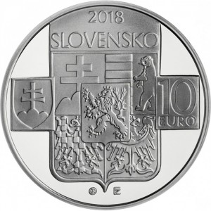Аверс монеты Словакия, 10 евро, 2018, 100 лет созданию Чехословацкой республики