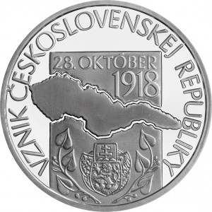 Реверс монеты Словакия, 10 евро, 2018, 100 лет созданию Чехословацкой республики