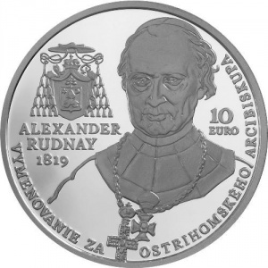 Реверс монеты Словакия, 10 евро, 2019, 200 лет назначению Шандора Руднаи архиепископом Эстергомским