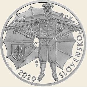 Аверс монеты Словакия, 10 евро, 2020, 150 лет со дня рождения Штефана Банича