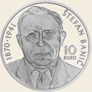 Реверс монеты Словакия, 10 евро, 2020, 150 лет со дня рождения Штефана Банича