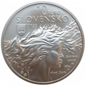 Аверс монеты Словакия, 10 евро, 2022, 200 лет со дня рождения Янко Краля