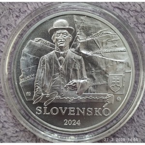 Аверс монеты Словакия, 10 евро, 2024, 150 лет со дня рождения Янко Есенского