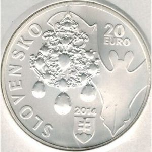 Аверс монеты Словакия, 20 евро, 2014, Дубницкие шахты