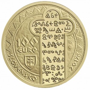 Аверс монеты Словакия, 100 евро, 2014, Ростислав, князь Великой Моравии