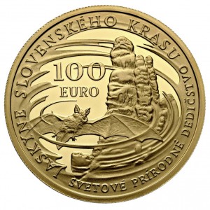 Реверс монеты Словакия, 100 евро, 2017, Мировое природное наследие - Словацкий Карст