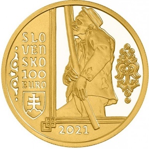 Аверс монеты Словакия, 100 евро, 2021, Фуяра