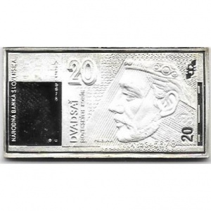 Аверс монеты Словакия, 20 крон, 2003, Банкноты - Князь Прибина