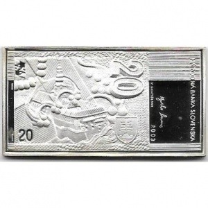 Реверс монеты Словакия, 20 крон, 2003, Банкноты - Князь Прибина