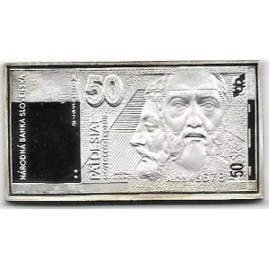 Аверс монеты Словакия, 50 крон, 2003, Банкноты - Кирилл и Мефодий