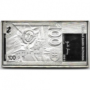Реверс монеты Словакия, 100 крон, 2003, Банкноты - Мадонна Левока