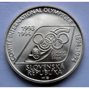Аверс монеты Словакия, 200 крон, 1994, 100 лет Олимпийским играм