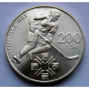 Реверс монеты Словакия, 200 крон, 1994, 100 лет Олимпийским играм