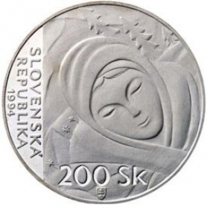 Аверс монеты Словакия, 200 крон, 1994, 100 лет со дня рождения Янко Алекси
