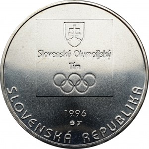 Аверс монеты Словакия, 200 крон, 1996, 100 лет Олимпийским играм - Олимпийская команда Словакии