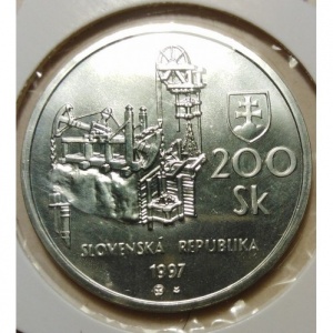 Аверс монеты Словакия, 200 крон, 1997, Банска-Штьявница