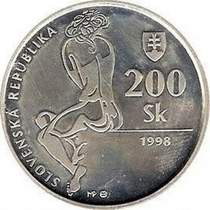 Аверс монеты Словакия, 200 крон, 1998, 100 лет со дня рождения Яна Смрека