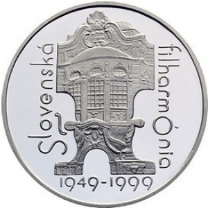 Реверс монеты Словакия, 200 крон, 1999, 50 лет Словацкому филармоническому оркестру