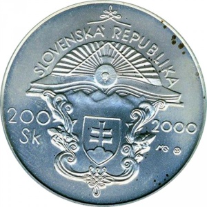 Аверс монеты Словакия, 200 крон, 2000, 250 лет со дня рождения Юрая Фандли