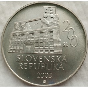 Аверс монеты Словакия, 200 крон, 2003, 100 лет со дня рождения Имриха Карваша