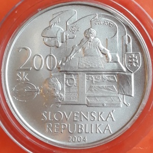 Аверс монеты Словакия, 200 крон, 2004, 100 лет со дня смерти Вольфганга фон Кемпелена