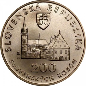 Аверс монеты Словакия, 200 крон, 2004, Мировое наследие ЮНЕСКО - Бардеёв