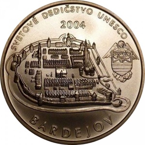 Реверс монеты Словакия, 200 крон, 2004, Мировое наследие ЮНЕСКО - Бардеёв