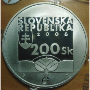 Аверс монеты Словакия, 200 крон, 2006, 200 лет со дня рождения Кароля Кузманого