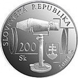 Аверс монеты Словакия, 200 крон, 2007, 200 лет со дня рождения Йозефа Пецваля