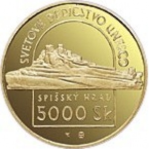 Реверс монеты Словакия, 5000 крон, 1998, Всемирное наследие Юнеско - Спишский Град