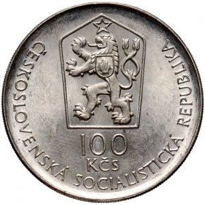 Аверс монеты Словакия, 100 крон, 1987, 225 лет Горной академии в Банска-Штьявница