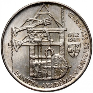 Реверс монеты Словакия, 100 крон, 1987, 225 лет Горной академии в Банска-Штьявница