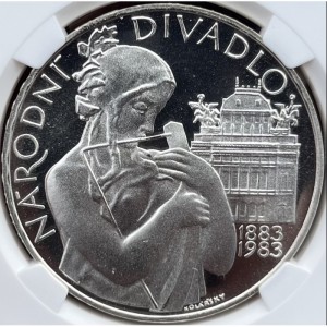 Реверс монеты Словакия, 500 крон, 1983, 100 лет Пражскому национальному театру