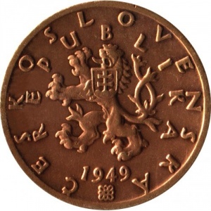Аверс монеты Словакия, 50 геллеров, 1947-1950