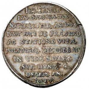 Реверс монеты Саксен-Веймар, 1 талер, 1626, Смерть Иоганна Эрнста IV