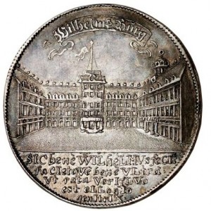 Реверс монеты Саксен-Веймар, 1 талер, 1658, Завершение строительства замка в Вилегельмсбурге