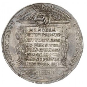 Реверс монеты Саксен-Веймар, 1 талер, 1683, Смерть Иоганна Эрнста II