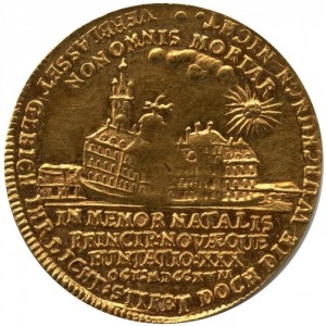Реверс монеты Саксен-Веймар, 1 дукат, 1717, День рождения герцога Вильгельма Эрнста