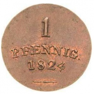 Реверс монеты Саксен-Веймар-Эйзенах, 1 пфенниг, 1821-1826