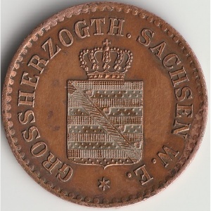 Аверс монеты Саксен-Веймар-Эйзенах, 1 пфенниг, 1858-1865
